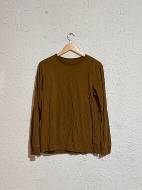 George Men’s Long Sleeve Shirt Size Medium 38-40 Brown Crew Neck Basic